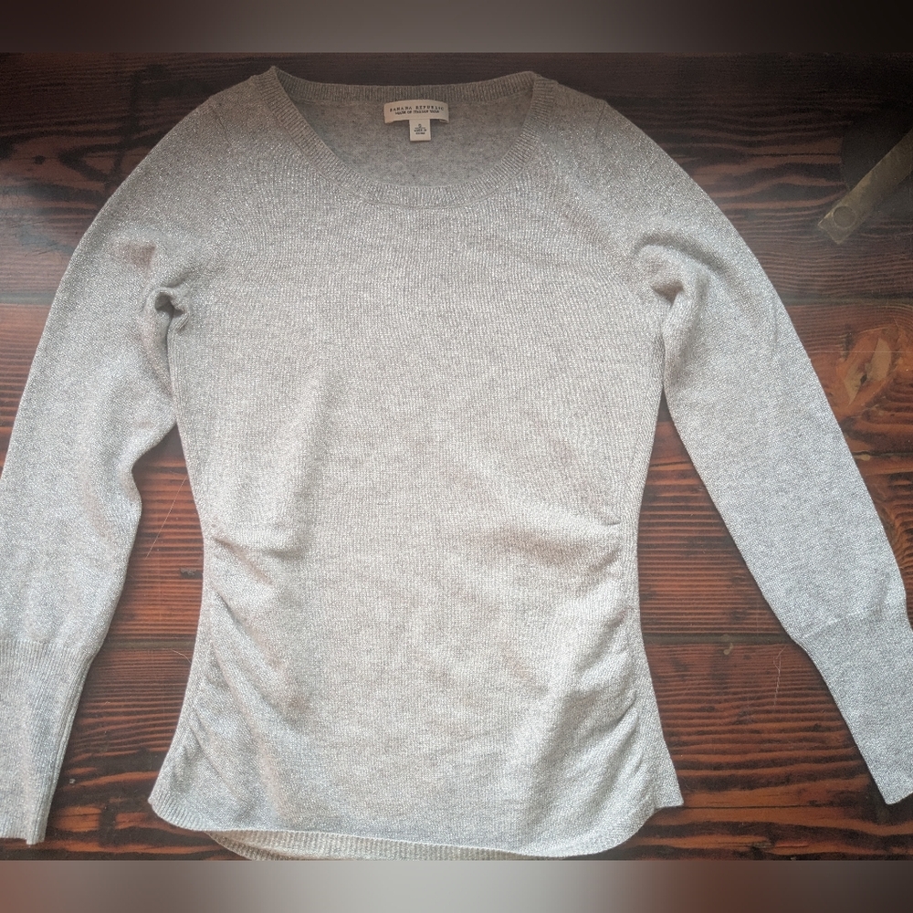 Banana Republic Metallic Wool-Blend Sweater – Gray – Size S